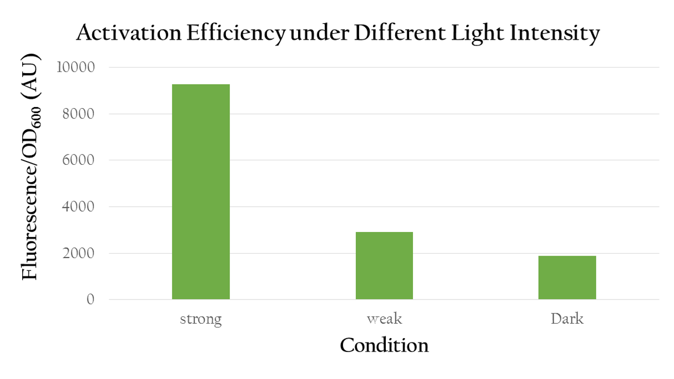 Figure 4. The Activity efficiency of Pred under different light intensity.
